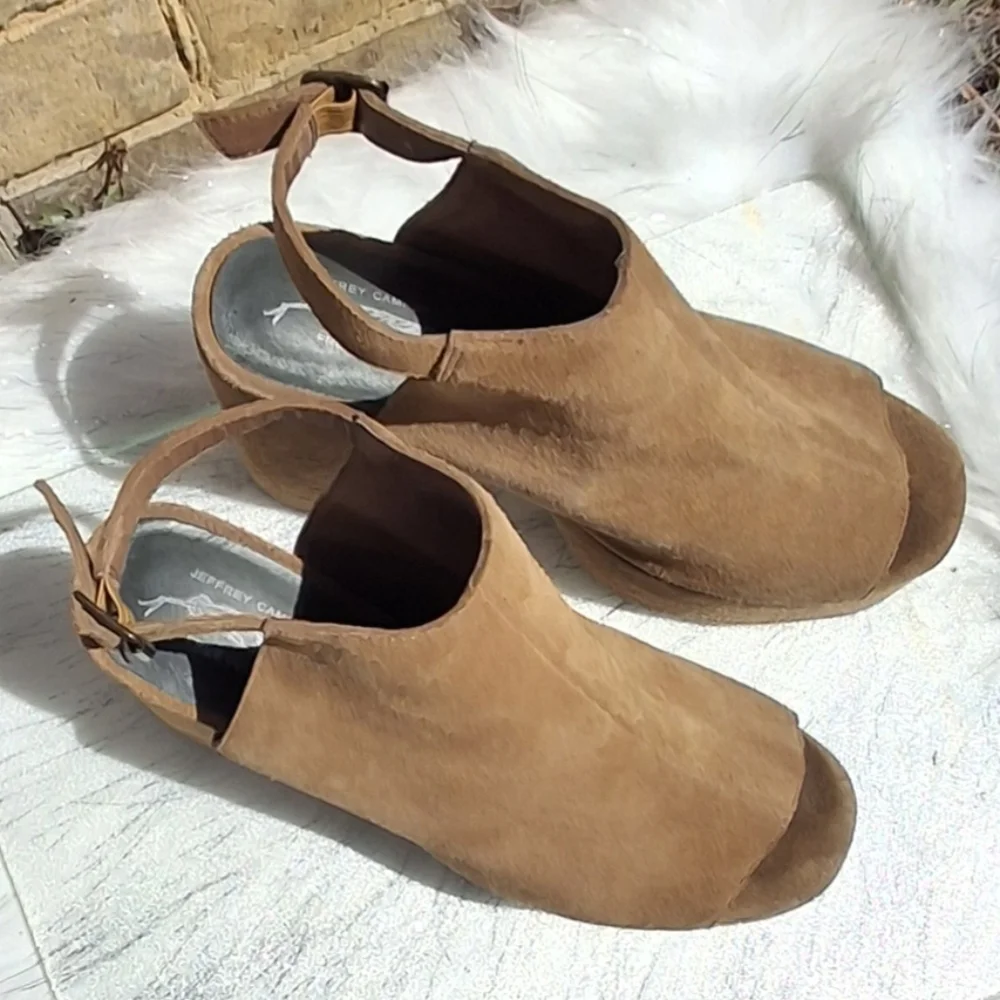 Jeffrey Campbell x Free People Leather Brown Platform Slingback Heels  Size 10 - Picture 8 of 16